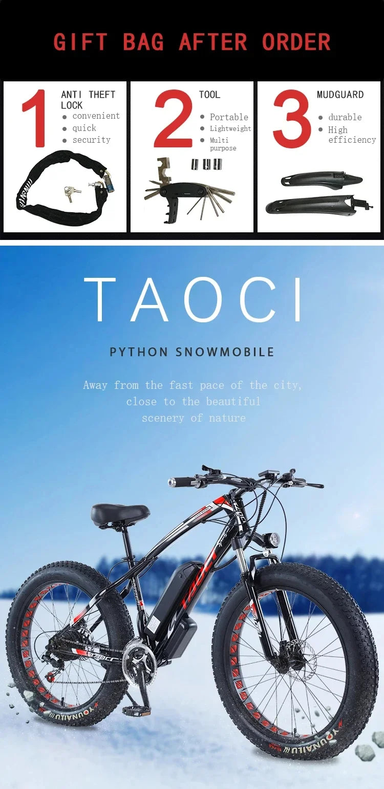 Electric Bicycle 750W Brushless motor AKEZ 48V 13AH Lithium Battery 26Inch Adult E-Bike fat tire Urban Commuting Electric Bike