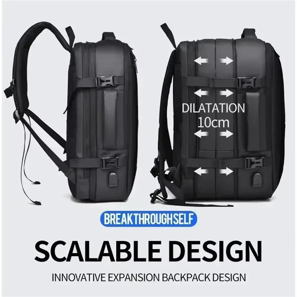 Large Capacity Men's Backpack Expandable Business Travel Bag 15.6 inch Laptop Waterproof Backpack USB Charging Camping Baggage