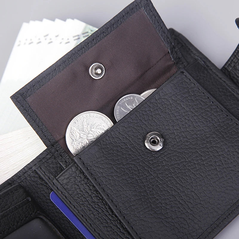 Genuine Leather Men Wallets Classic Free Engraving Name Zipper Purse Man Card Horder Famous Brand Quality Male Wallet For Boy