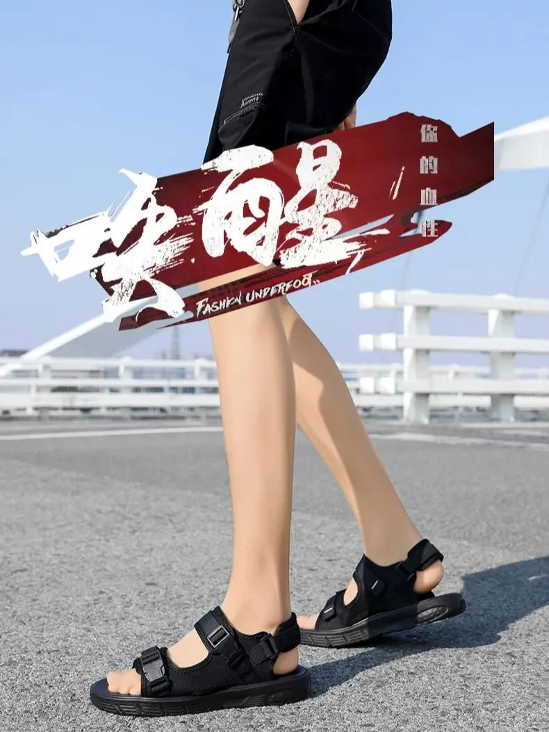 A Pair of Men's Sandals, Summer New Trendy Sports Outer Wear, Non-Slip, Wear-Resistant, Soft-Soled Driving, Cool Beach Shoes for Men