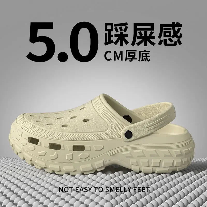 Men Platform Sandals 2025 Summer Closed Toe Non-slip Beach Sandals Woman Lightweight Soft Bottom Non-slip Sandalias for Home