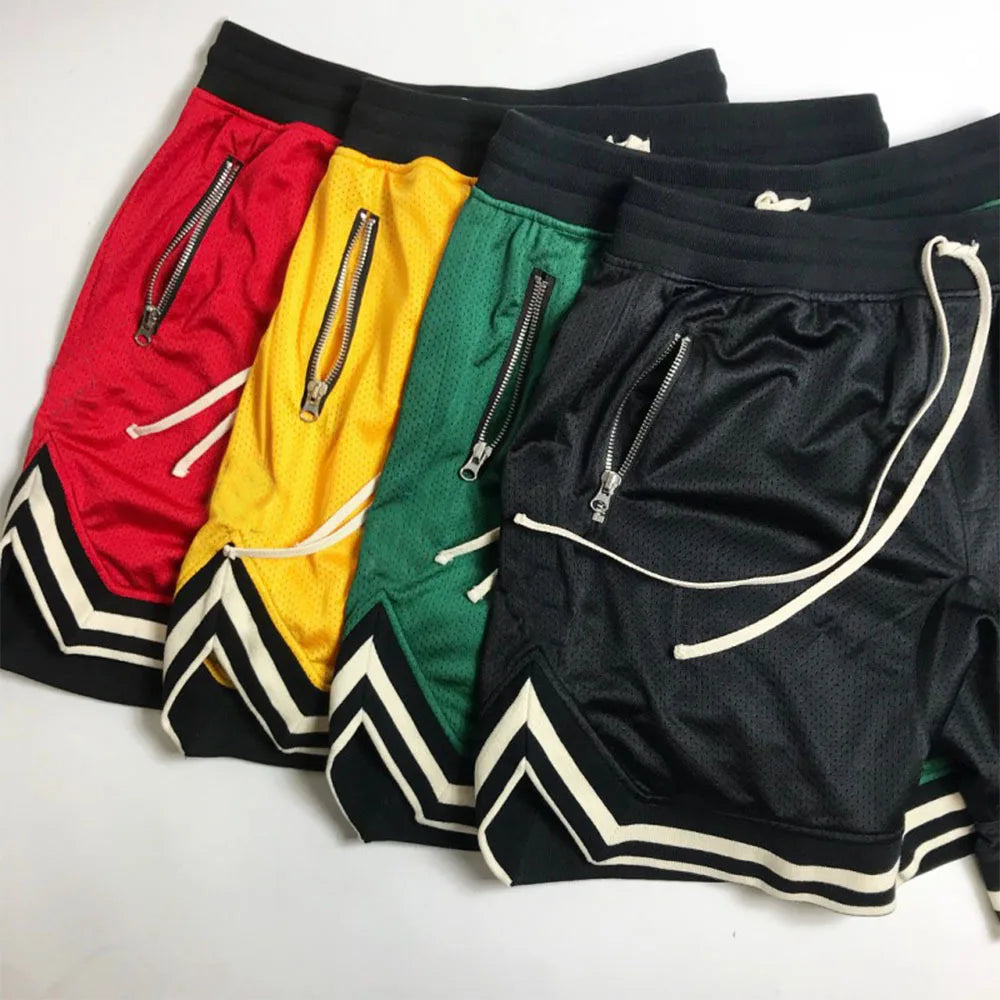 Mens Fire Red Shorts Casual Basketball Shorts Gym Fitness Short Joggers Shorts Workout Bodybuilding Breathable Board Shorts Male