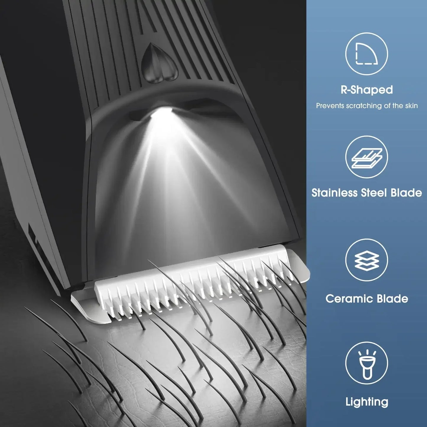 Body Hair Trimmer for Men with Ceramic Blade Wet Dry Mens Ball Trimmer with Standing Recharge Dock Groin Hair Trimmer for Men