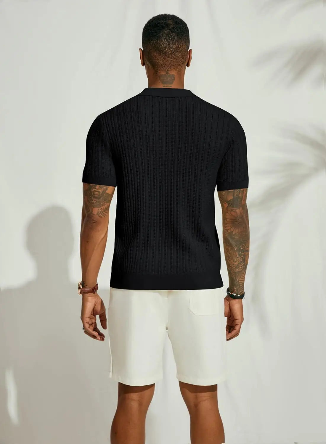 Men Knitted Shirt Short Sleeve Tee Lapel Shirt Male Summer Lapel Cardigan Breathable Single Breasted Knitted Top