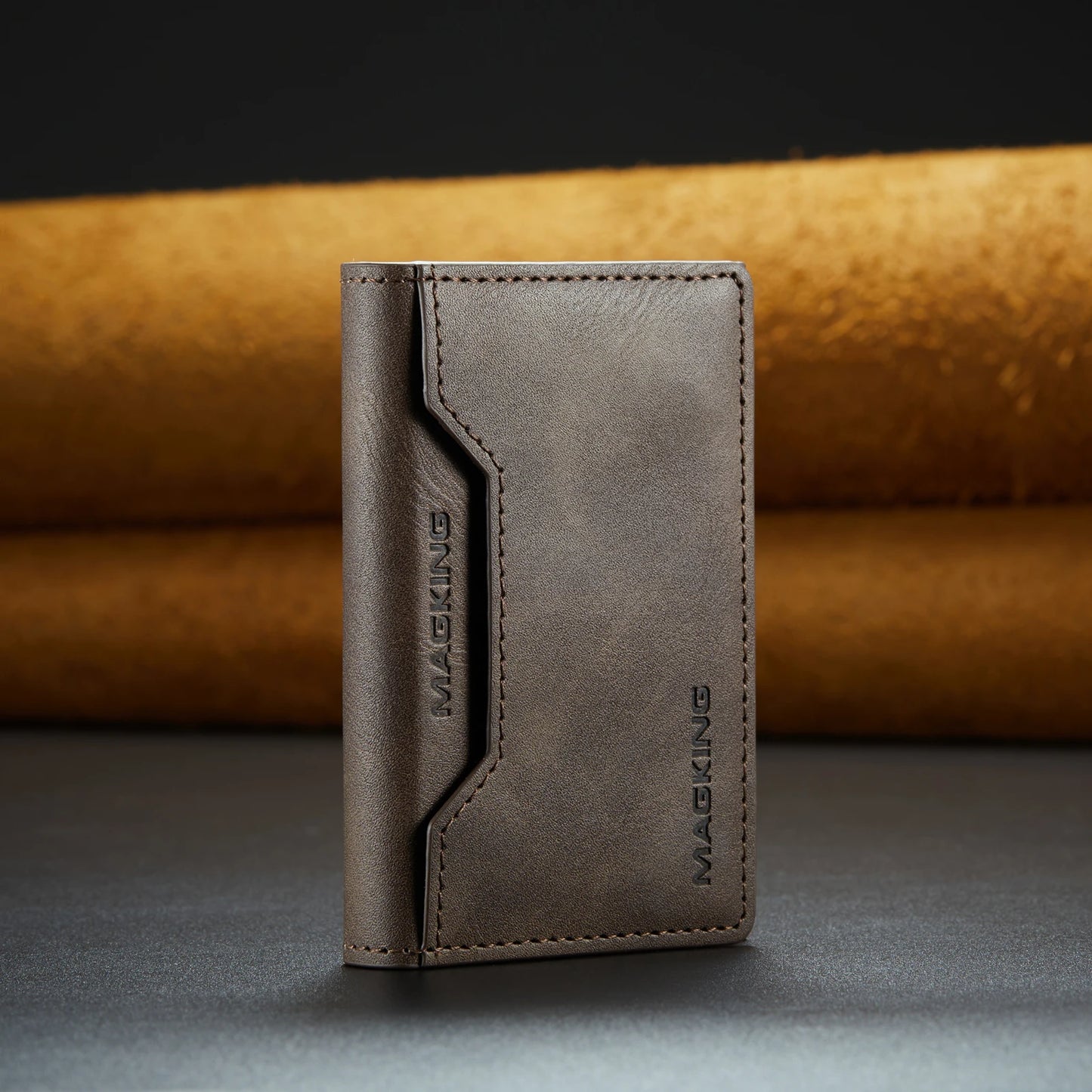 Luxury Fashion Short Strong Magnetic Premium Leather Wallet Men's Coin Cash Cards Holder Women's Foldable Mini Wallet Purse