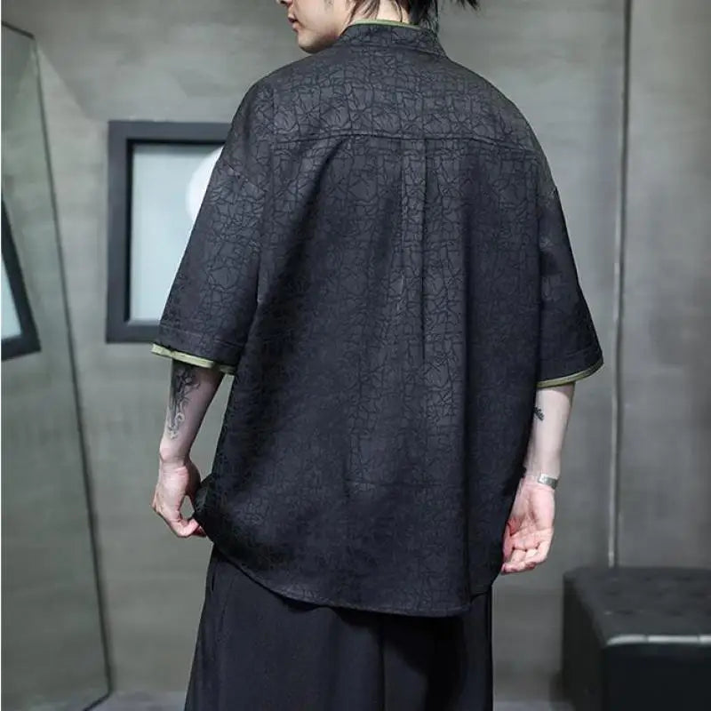 Chinese Shirts for Men Short Sleeve Streetwear Shirts Casual Knot Button Down Shirts Summer Beach Hawaiian Shirt for Men XXXXXL