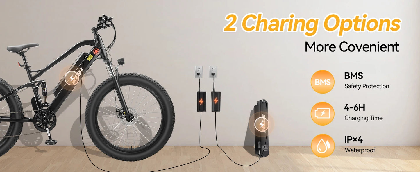 【1 Year Warranty】ZNH Electric Bicycle for Adults,1000W,48V 13Ah Battery, 26MPH Electric Bike, 26*4 Inch Fat Tire E-bike,UL 2849