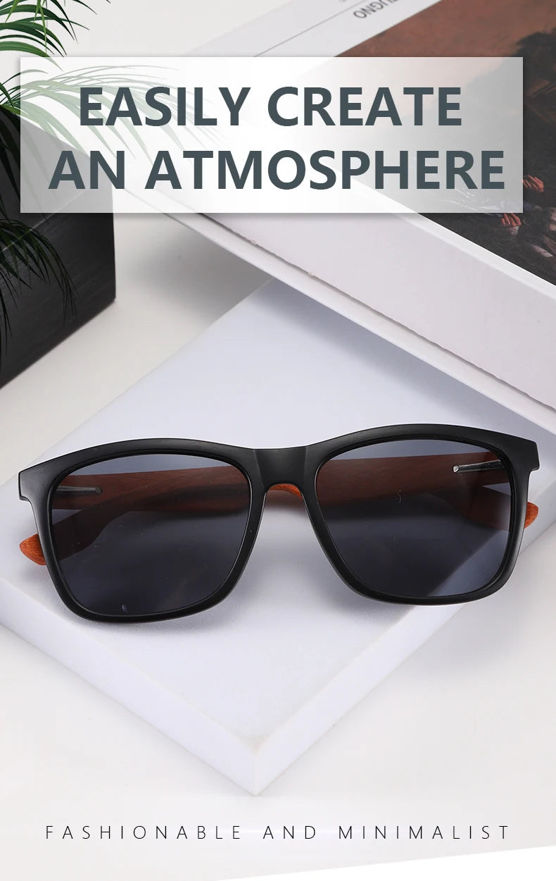 Wooden Square Sunglasses Women Men Vintage Fashion Luxury Sun Glasses Fishing Driving Eyeglas Lady Man UV400 Protective Glasses