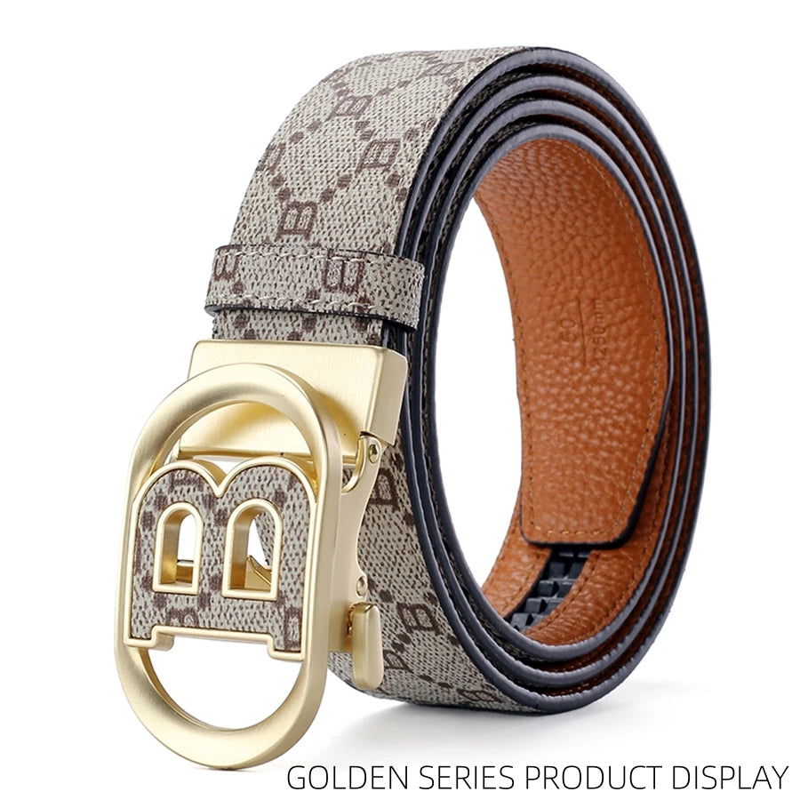 "B" Letter Genuine leather Belt for men Luxury brand Automatic Jeans Trouser belt golf man belt Work social designer waist belts