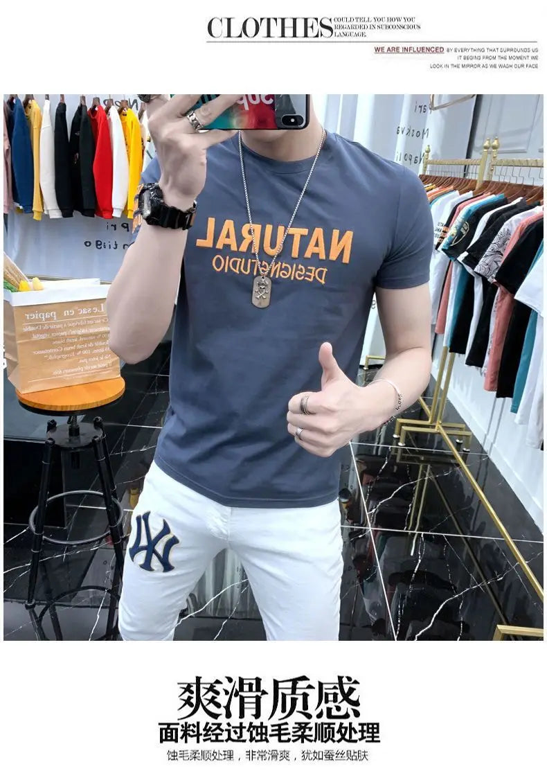 Designer Clothes Men's Summer Casual Cotton T-Shirts O-Neck Letter Print Tops Fashion Handsome Look Short Sleeve T-shirt for Men