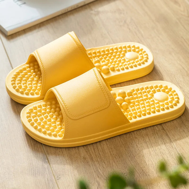 Women Men Foot Massage Slippers Indoor Bathroom Non-slip Soft Slides Comfort Flats Couples Home Relief Feet Health Care Shoes