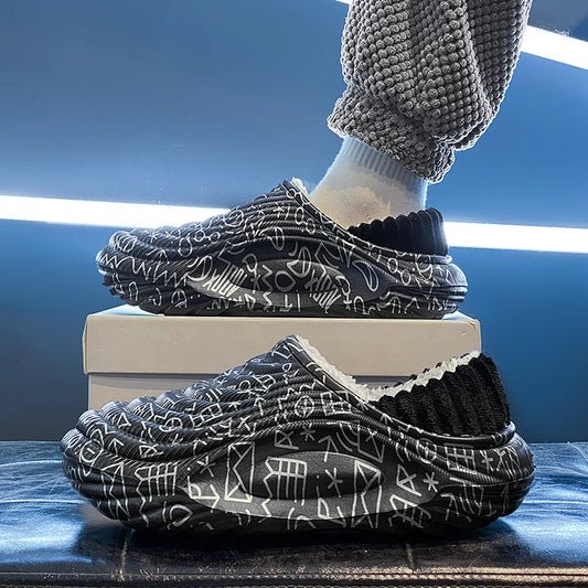 Men's Slippers Shoes for Men Unisex Warm Non-Slip Wear-resistant Thick Bottom Waterproof Add Cotton Heel Covering Fashion New