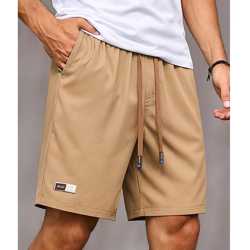 Shorts for Men Casual Summer Streetwear Men Daily Plain Basic Drawstring Bermuda Shorts Lightweight Breathable Knee Length