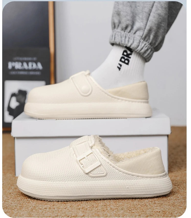 Winter Slippers for Men Half Shoes Anti-Skid Kitchen Shoes Lightweight Eva Slides Comfortable Male Sandals Chaussures Homme Luxe
