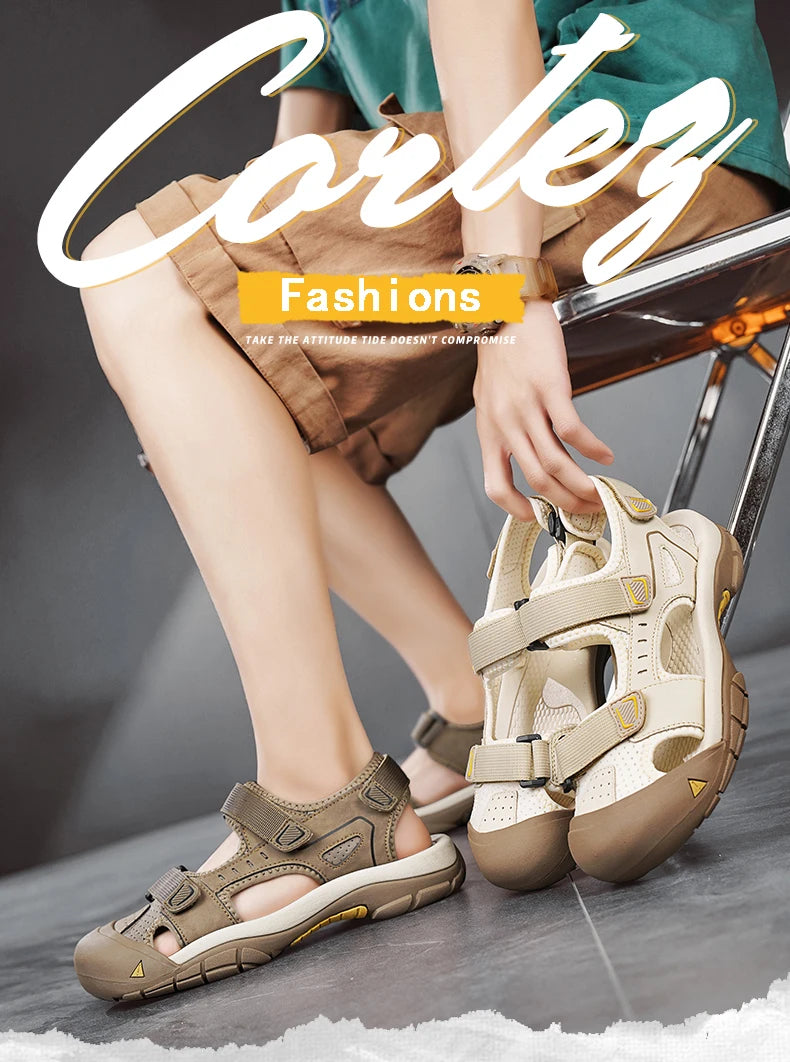 New Fashion Summer Casual Men's Shoes Beach Sandals Quality Closed Toe Sandals Soft Breathable Large Size Men Sandals Size 38-46