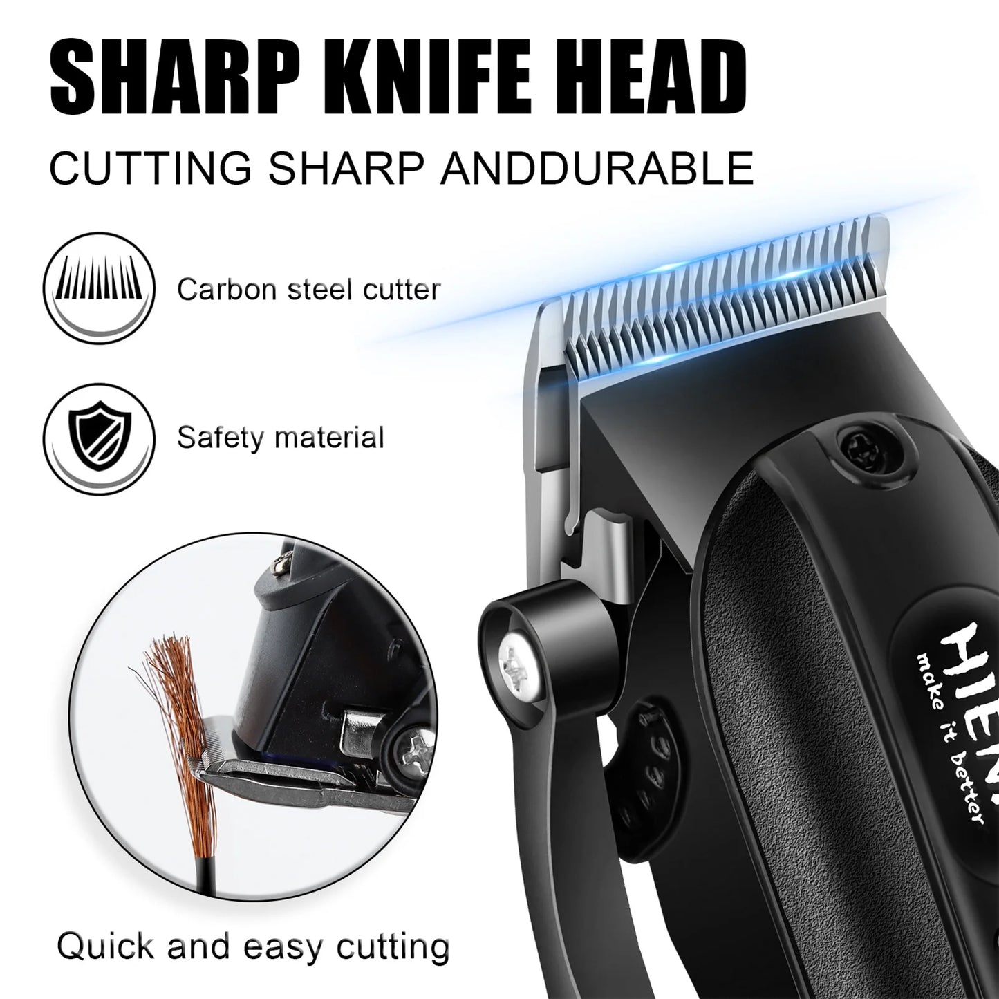 HYN-222 Professional Hair Clippers 5V1A Rechargeable Hair Trimmer Stainless Steel Blade Black Washable Head For Men Styling Tool