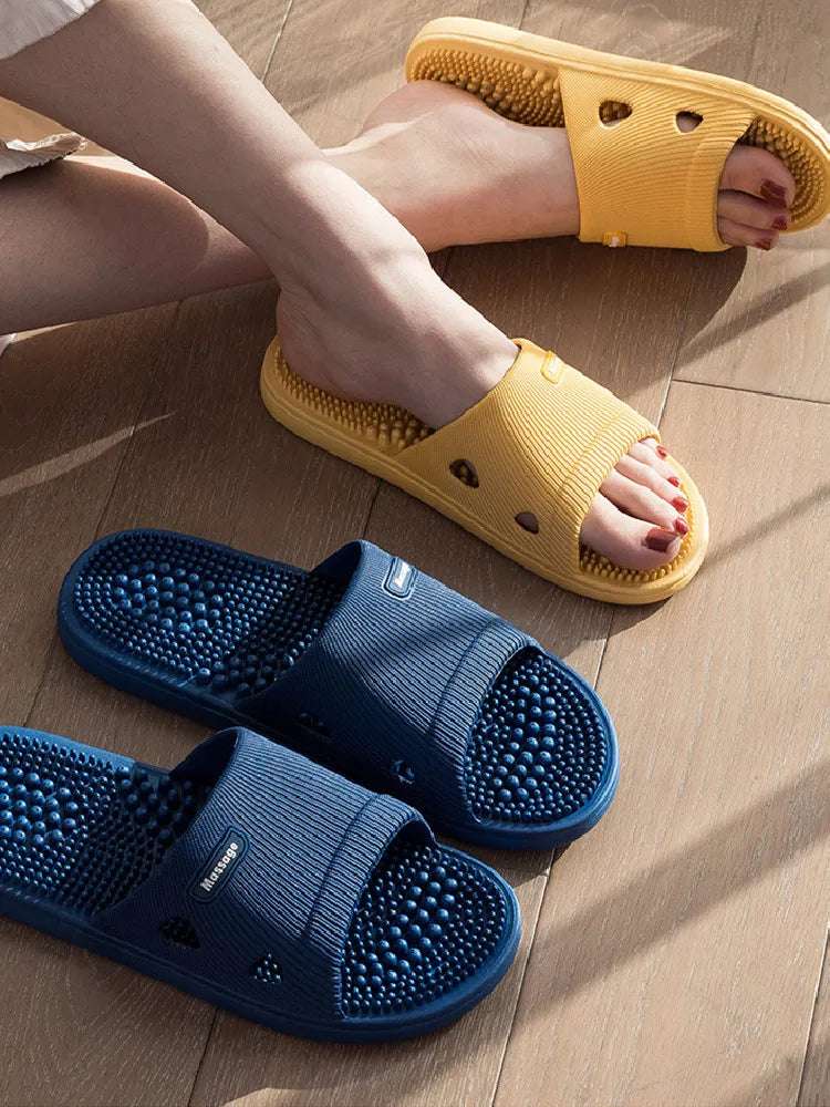 Women Men Foot Massage Slippers Indoor Bathroom Non-slip Soft Slides Comfort Flats Couples Home Relief Feet Health Care Shoes