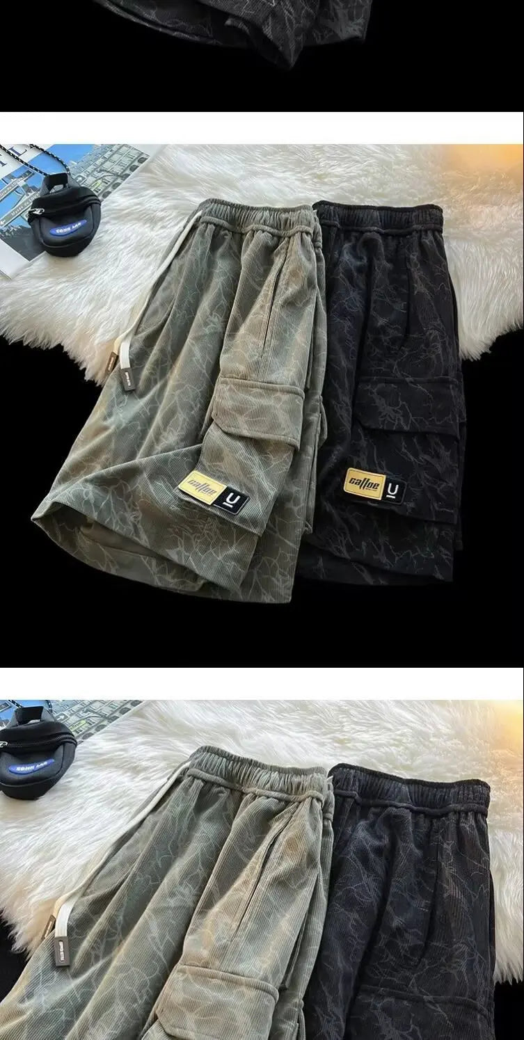 Working Shorts Men's 2025 New Summer Trendy American Functional Pants Loose Straight Five-point Pants Short Shorts for Man Jeans