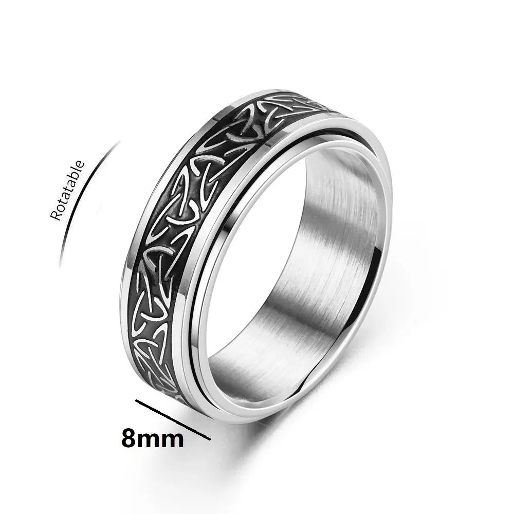 Vintage Viking Celtic Knot Rune Rings Rotating Stainless Steel Anti Stress Anxiety Relife Spinning Ring Men Anillo Antiestres