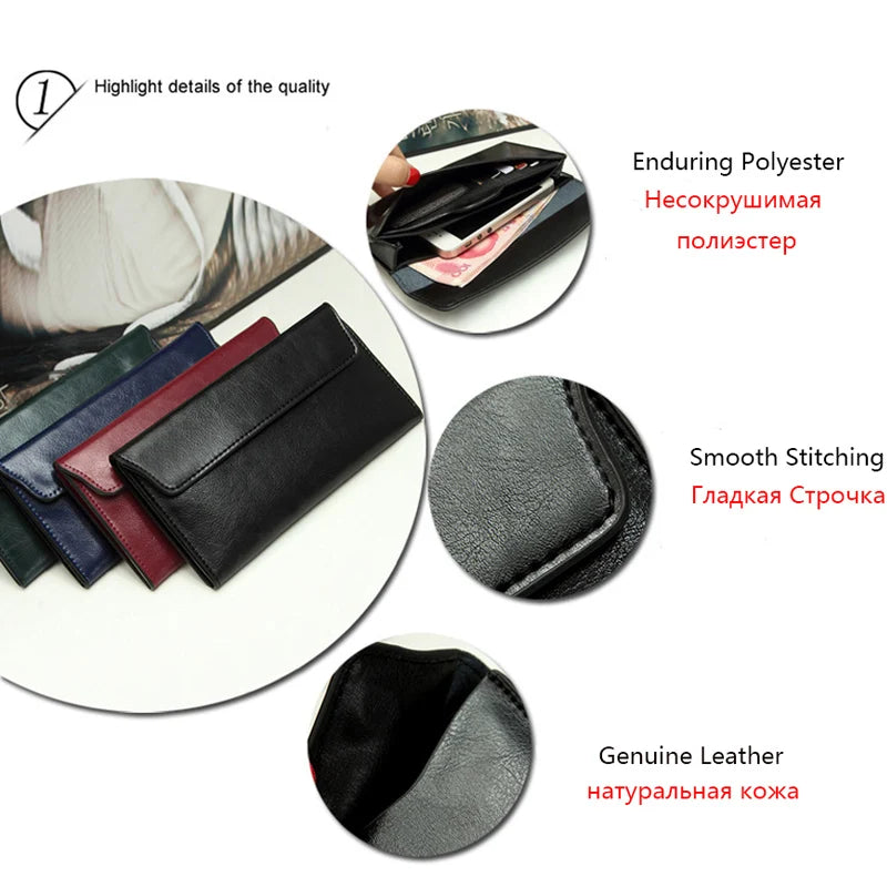 Slim Genuine Leather Women Wallet Female Long Clutch Coin Purses Luxury Design Wallets and Purses Ladies Card Holder Vallet 2023