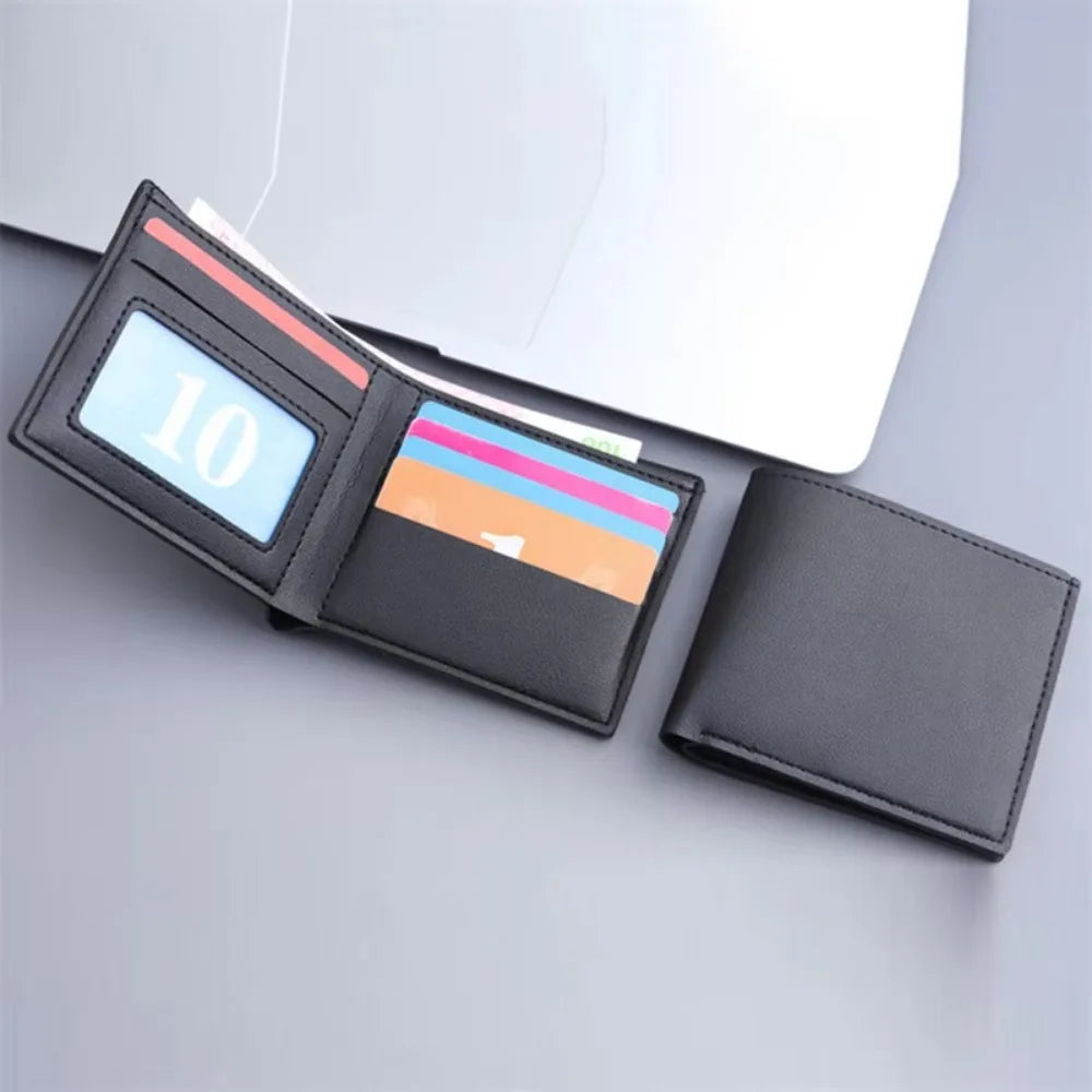 New Men Short PU Leather Wallet Simple Solid Color Thin Male Credit Card Holder Small Money Purses Business Foldable Wallet