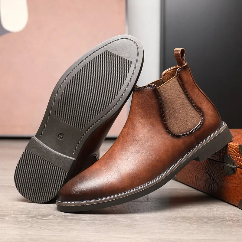 40~46 Men Chelsea Boots Brand Retro Comfortable 2024 Fashion Men Boots