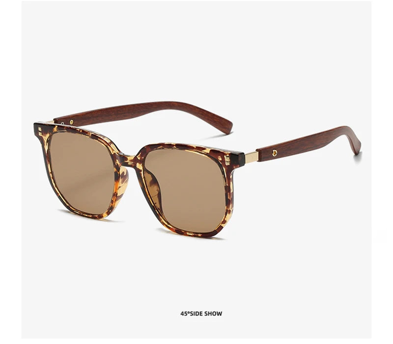 Classic Big Woodgrain Sunglasses Men women Retro Oversize Square Sun Glasses Male Female Fashion Summer Vacation Driving Shades