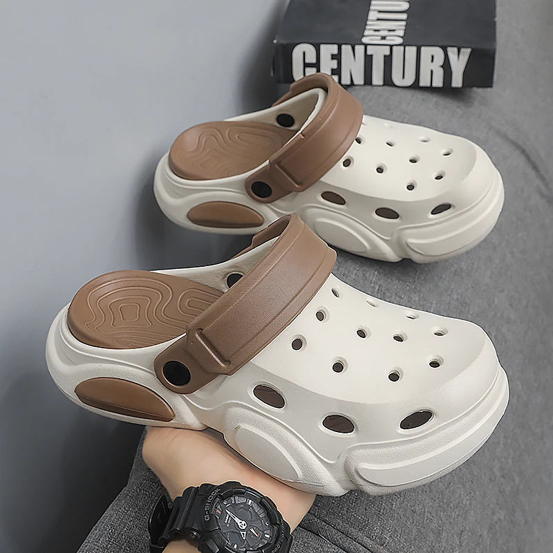 Summer Men's Thick-Soled Non-Slip Breathable Toe-Cap Sandals Casual Beach Slippers