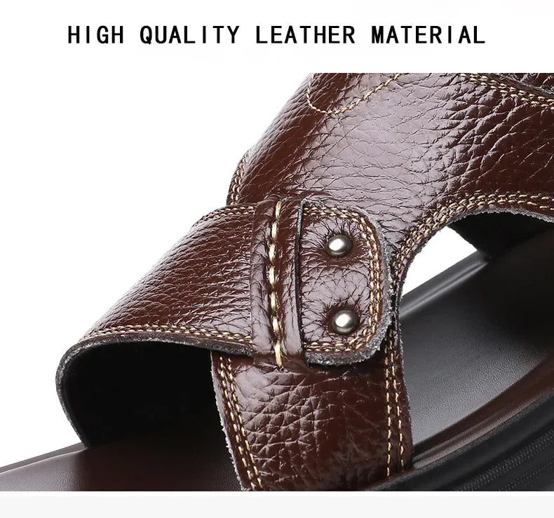 Men Sandals Summer Slippers New Beach Shoes  Outdoor Non-slip Leather Sandals for Men