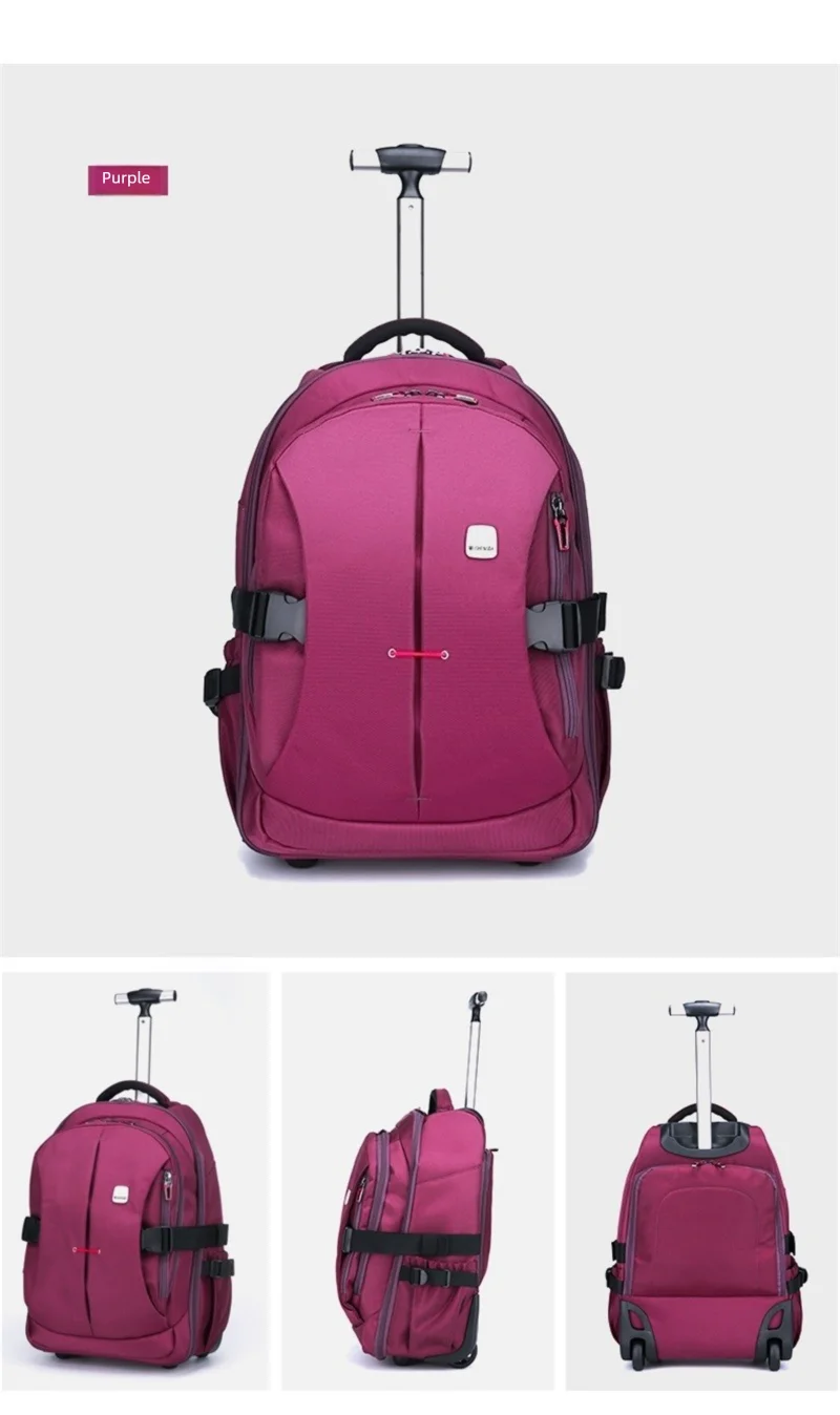 Airline Approved Carry On Backpack for Men Large Capacity Luggage with Telescopic Handle Durable Wheels TSA Friendly Travel Bag