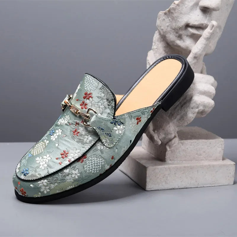 2025 New Male Casual Mules Moccasins Breathable Loafers Men's Tassels Half Slippers Suede Leather Shoes Zapatos Hombre