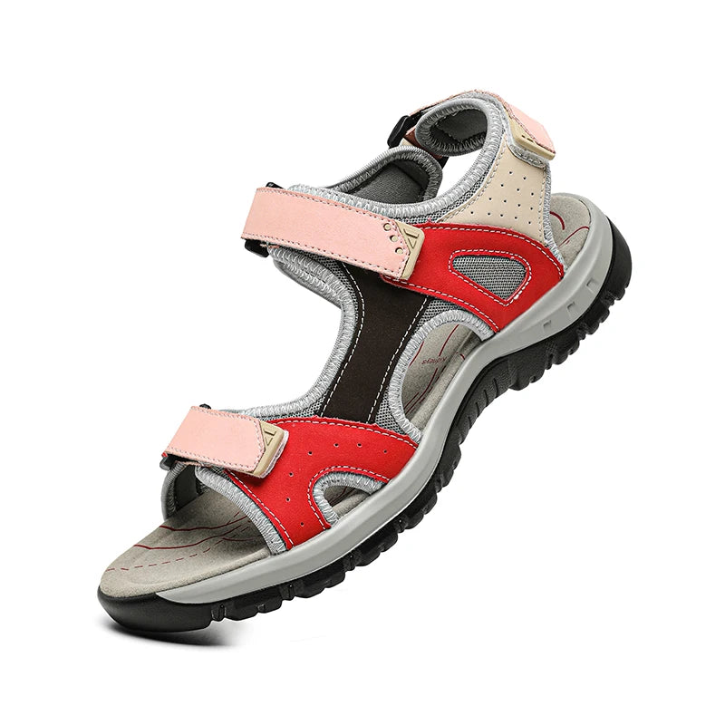 New Summer Leather Women's Sandals Fashion Design Breathable Women Casual Shoes Women Outdoor Beach Flat Sandals Big Size 42