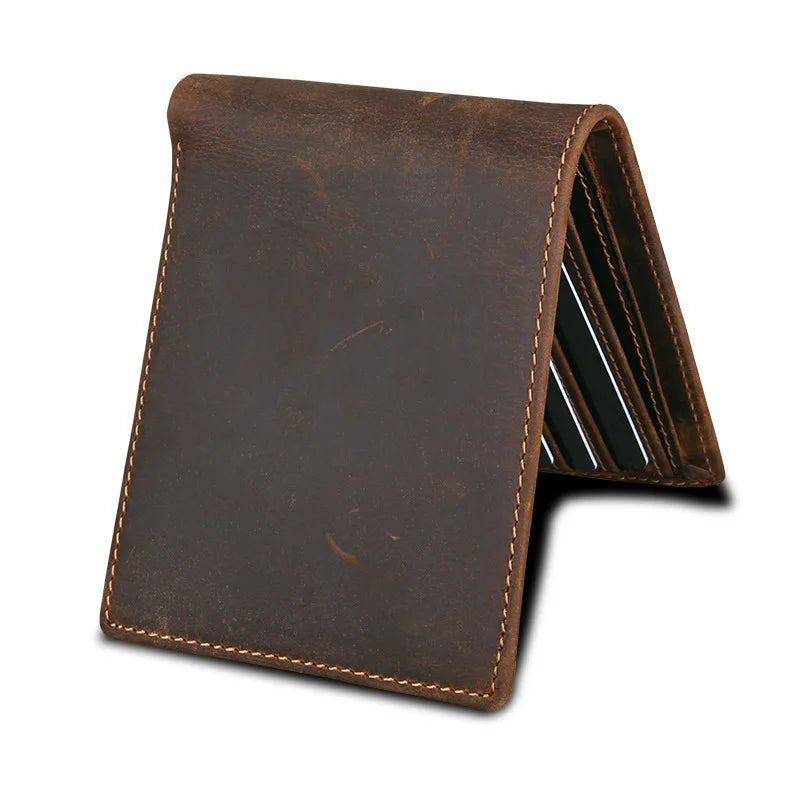 Genuine Leather Man Wallet RFID Blocking Slim Monederos Male Thin Purse High Quality Cowhide Card Wallet For Men Male