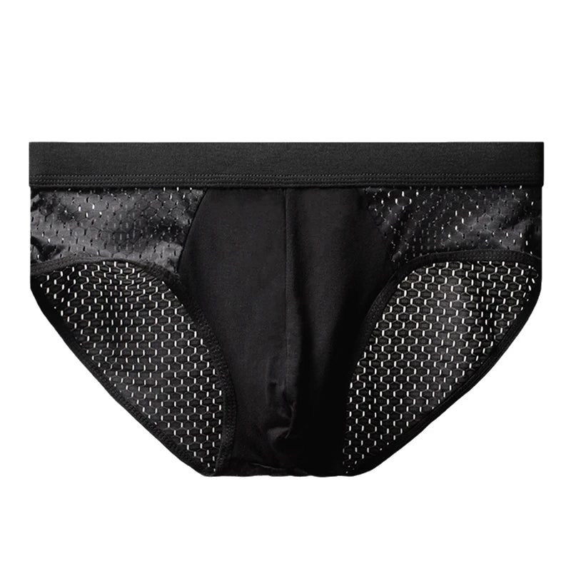 Men Underwear Male Thin Breathable Triangle Panties for Men's Ice Silk Briefs Mesh Sexy Square Corner Pants for men's Shorts