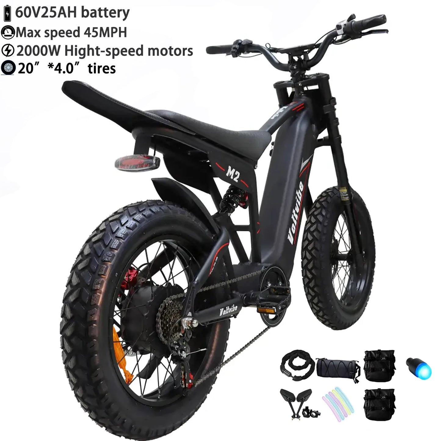 OEM DM01 Electric Motorcycles Peak 3000W Brushless Gearless Motors 60V 30AH Lithium Battery Max Speed 42MPH Adult Off Road Ebike