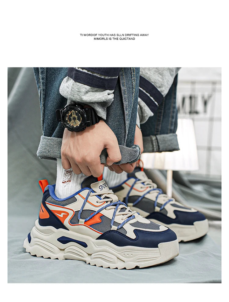 Men Sneakers 2025 Autumn New Mesh Breathable Running Sport Shoes Light Soft Thick Sole Hole Man Casual Shoes Athletic Sneakers