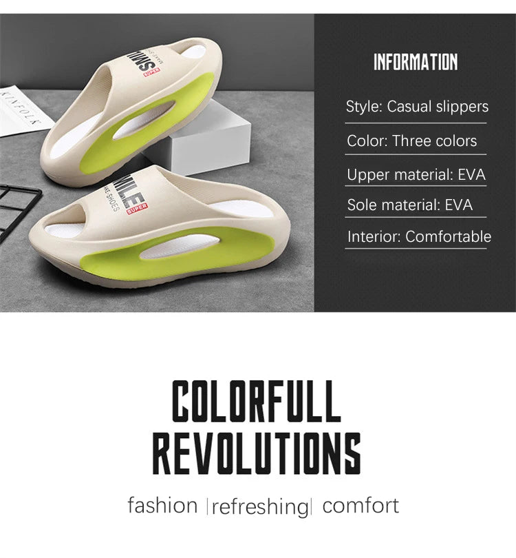 Men Slippers 2024 New Slides with a Sense High Aesthetic Value External Wear Anti Slip Thick Bottom, Beach Cool Slippers for Men