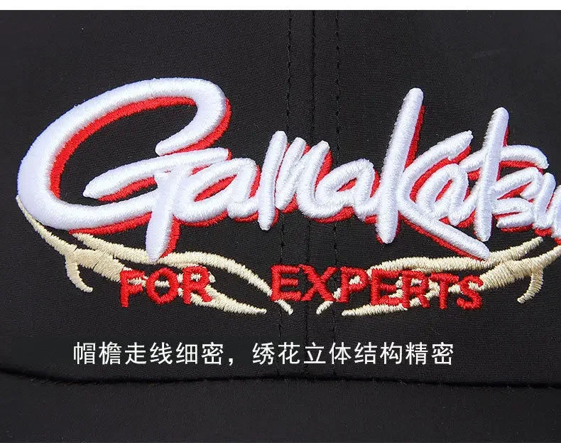 Summer Fishing Cap for Men and Women, Waterproof Sun Protection, Embroidery Cotton Caps, Outdoor Sports Hats, Black