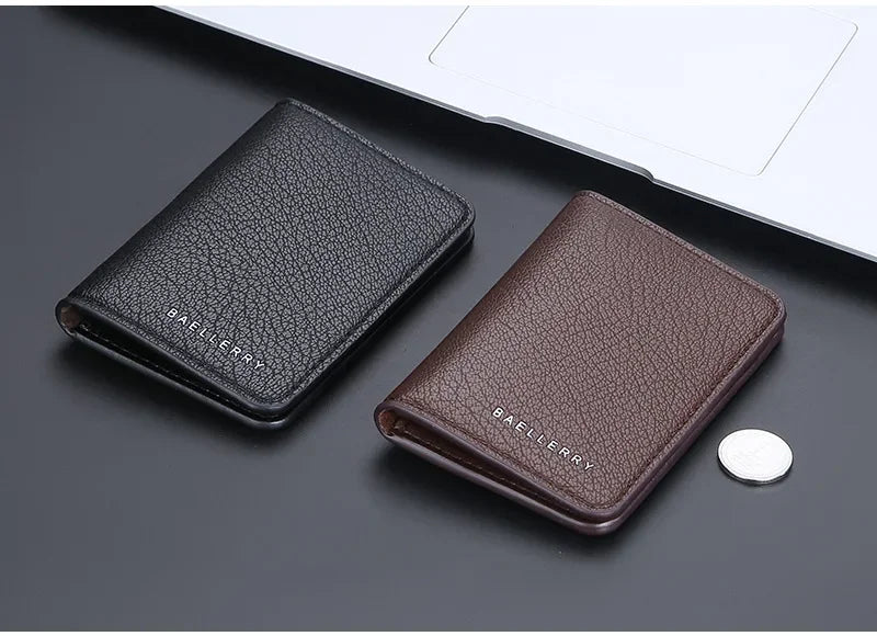 Men's Leather Card Wallet Minimalist Small Thin Purse Soft Slim Mini Credit Card Bank ID Card Holder Wallet for Men