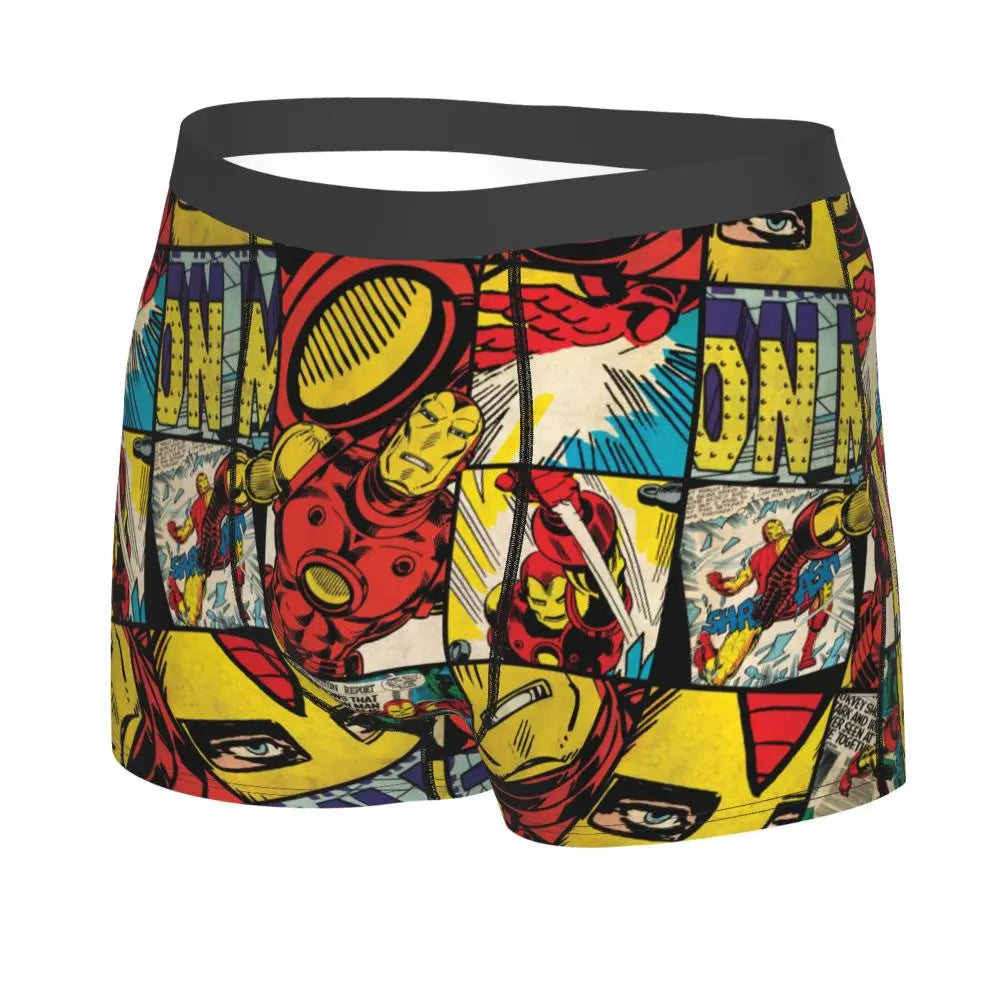 Men Iron-man Underwear Printed Boxer Briefs Shorts Panties Homme Soft Underpants Plus Size