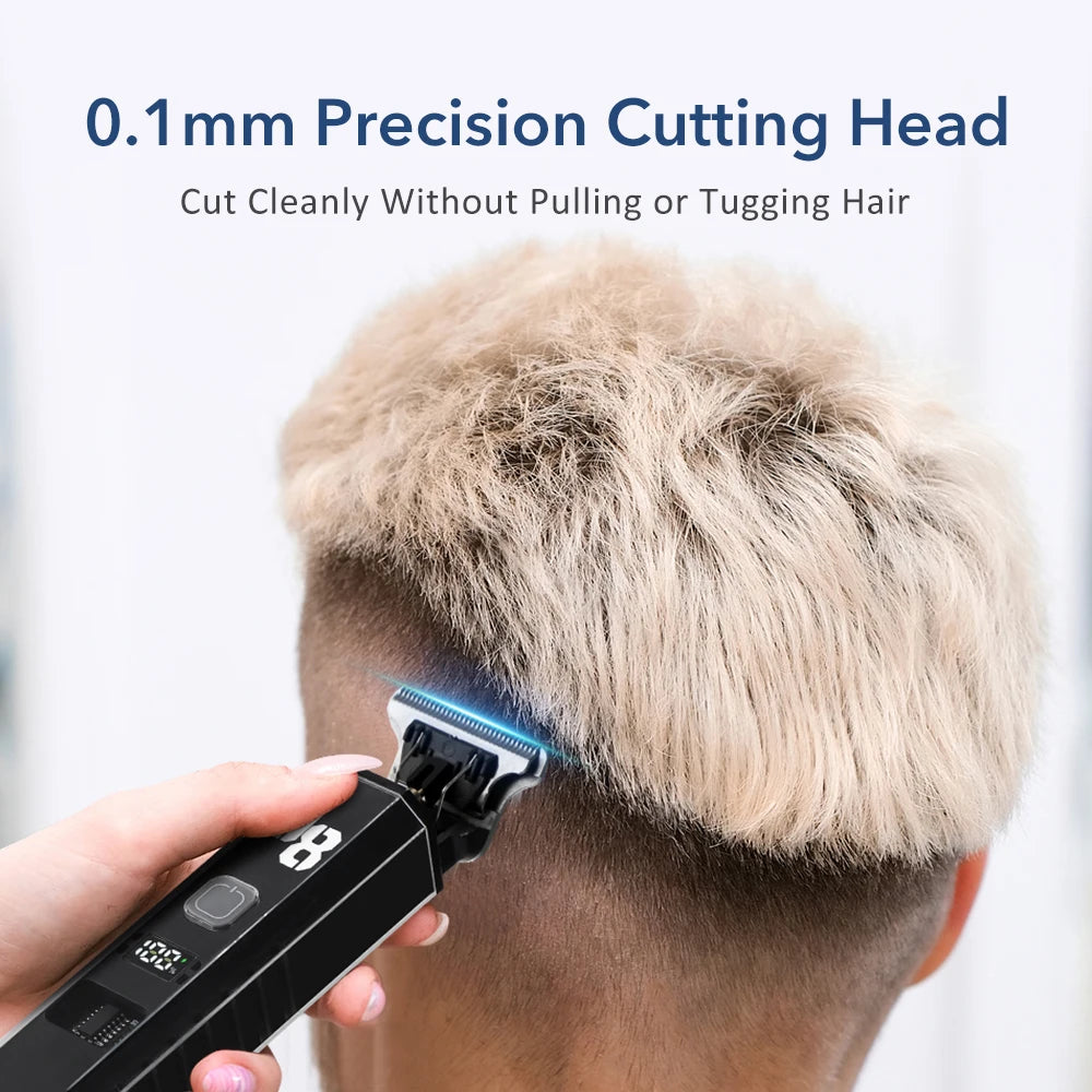 Men's Hair Clipper Cordless Hair Trimmer Beard Trimmer Rechargeable Hair Cutting Grooming Kit with LED Display Professional Barb