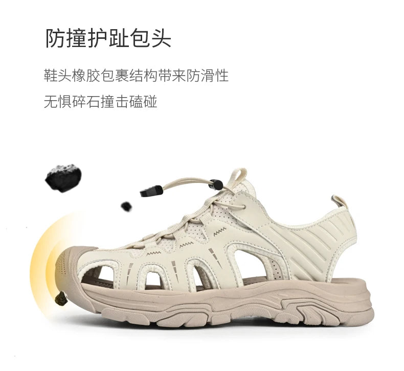 Jumpmore Fashion Men's Leather Sandals Summer Outdoor Hiking Shoes Size 38-45