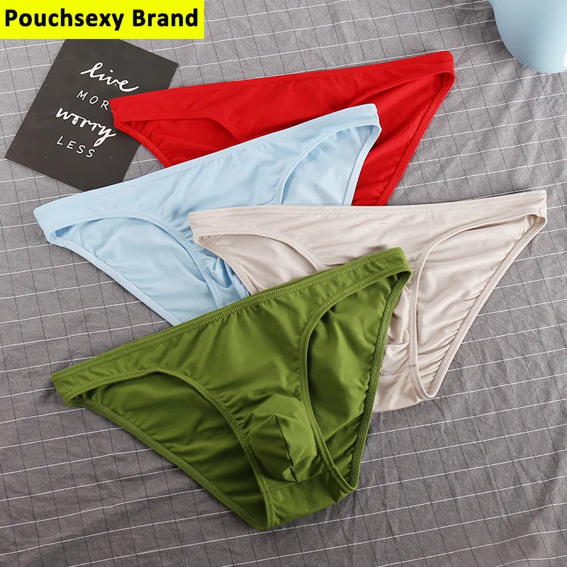 3 Pcs Pouchsexy Underwear Cotton Briefs para hombre Mens Bodysuit Male Comfortable Solid Underpants Breathable for man for boys
