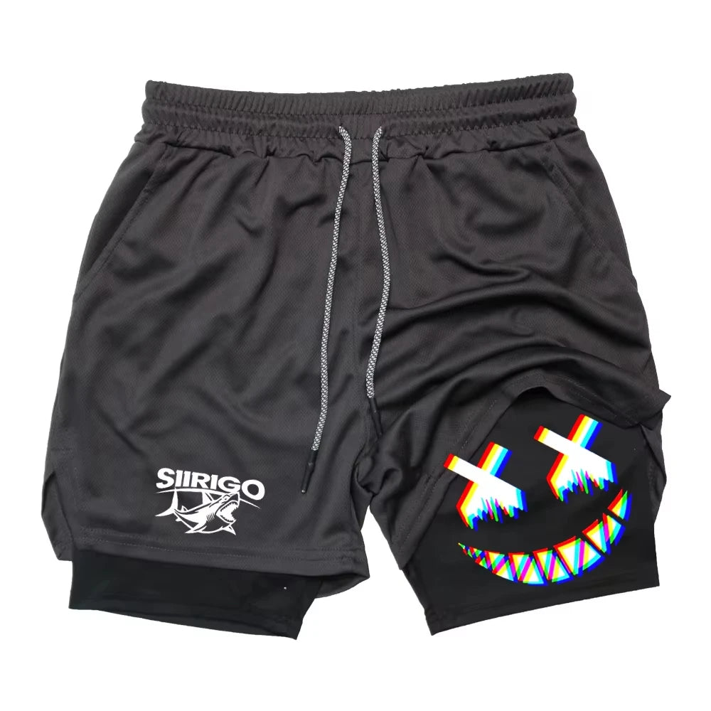Anime Shorts for Men Hot Shorts for Men Exercise Gym Jogger Exercise Shorts Quick Dry Light Weight Bodybuilding Shorts 2 in 1