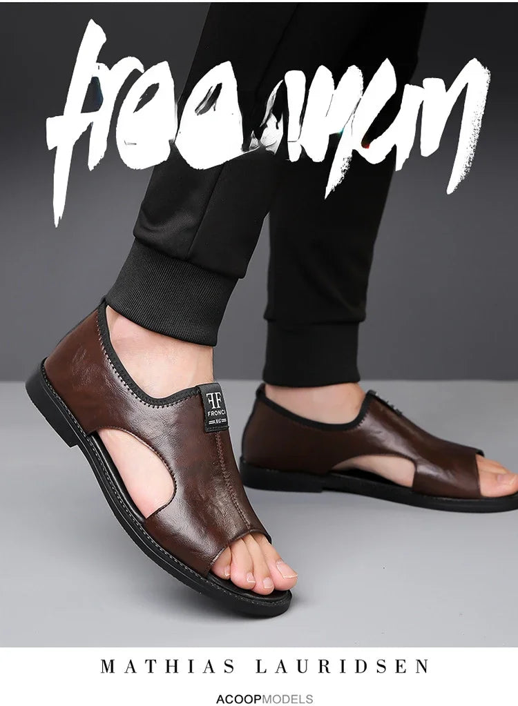 Brand Men's Sandals New Casual Shoes High Quality Soft Sole Men Slippers Outdoor Comfor Beach Shoes Leather Flat Sandals for Men