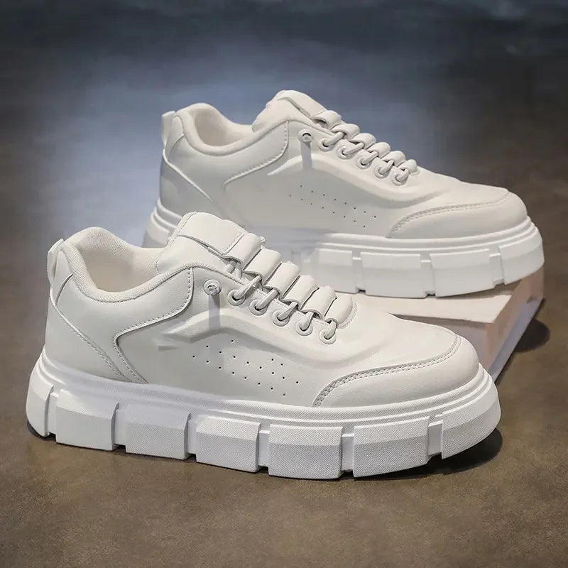 Sneakers Casual Men Designer Easy Matching White Board Shoes Fashion Leather Breathable Height Increased Flat Platform Gym Shoes