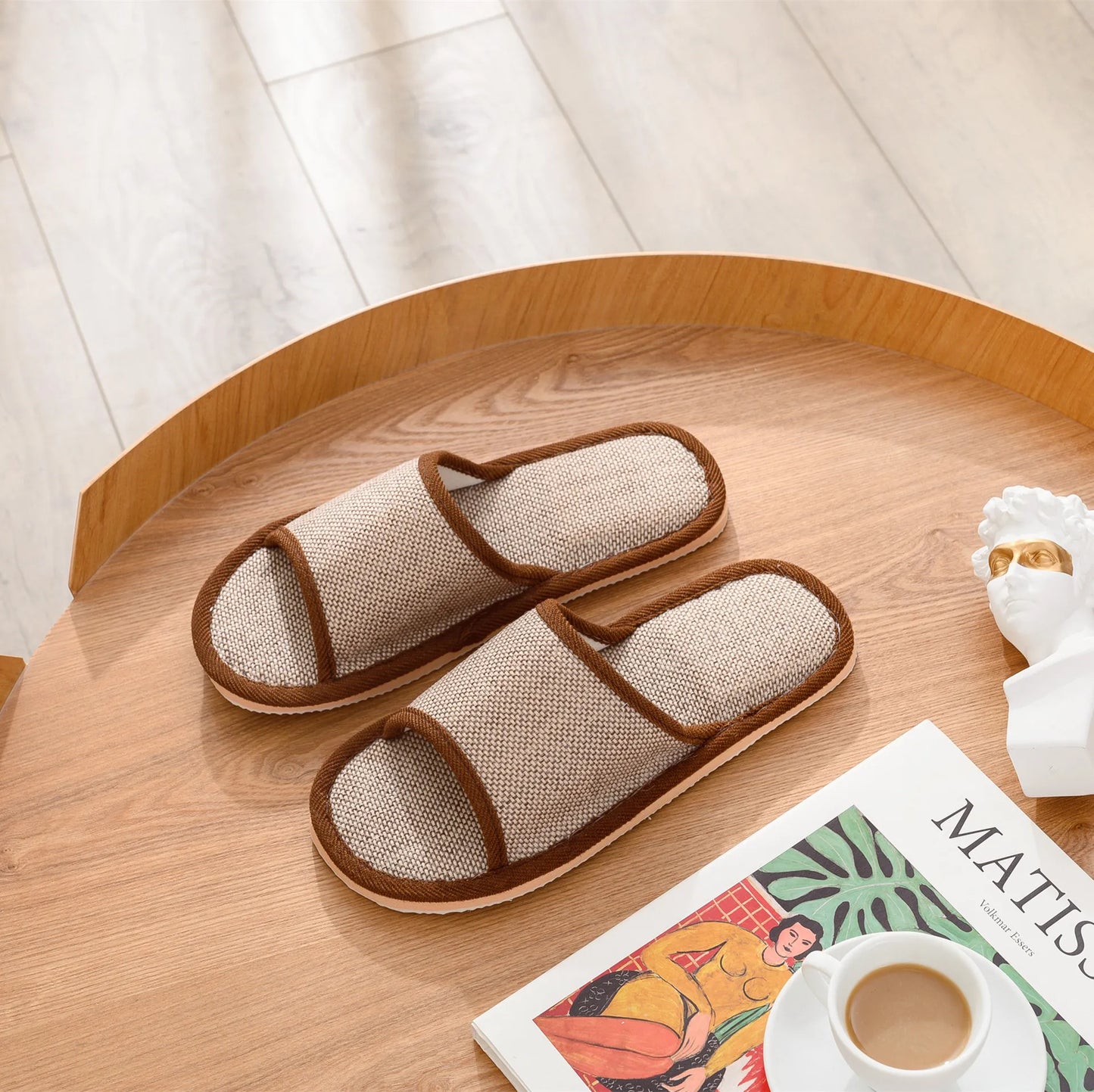 Men Linen Slippers Couples Fashion Women Casual Home Slippers Indoor Floor Flat Shoes Sandals Slides Four Seasons At Home
