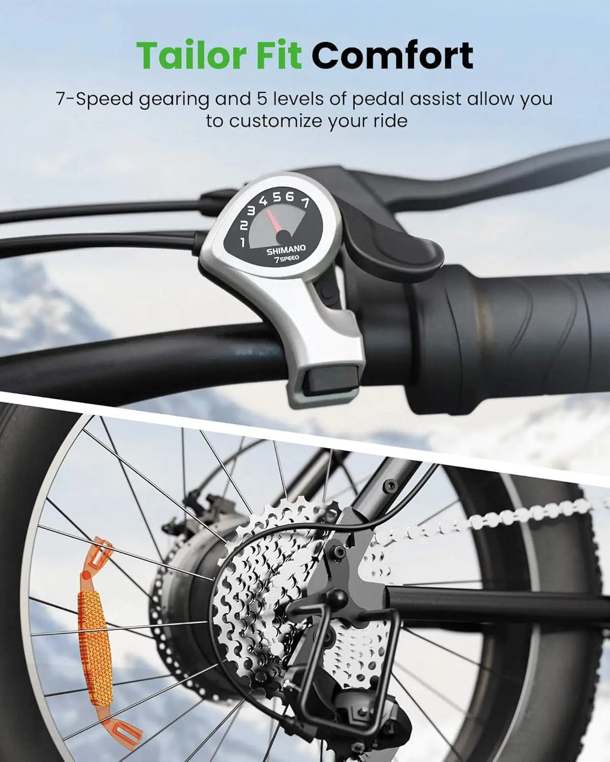 M10 Pro Electric Bike, 1000W Peak Motor, 22 MPH 20"x4" Fat Tire Ebike, USB Phone Charging Port, 10.4Ah Removable, Customized