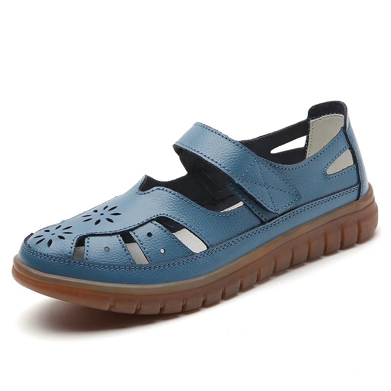 Sandals Summer Breathable Leather Slippers Women Fashion Non-Slip Casual Roman Shoes Ladies Sandals on Sale Off White Shose