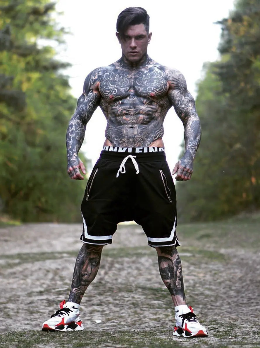 Mens Fire Red Shorts Casual Basketball Shorts Gym Fitness Short Joggers Shorts Workout Bodybuilding Breathable Board Shorts Male